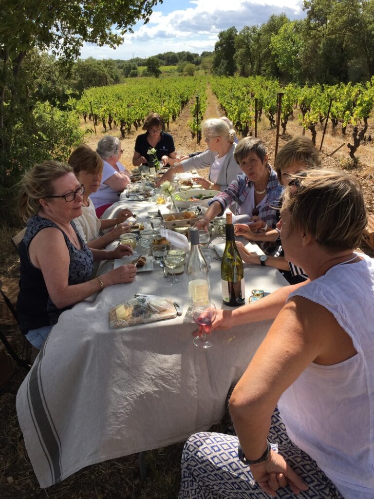 Dining and wine tasting in the French Languedoc vineyard